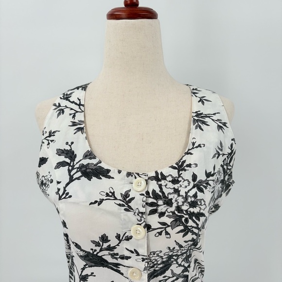 J. Peterman Floral Button Down Sleeveless Midi Shirt Dress Zero - Picture 3 of 12